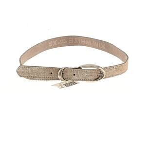 Kim White Inverted Ribbon -Taupe Brushed Metallic Belt Sz XS